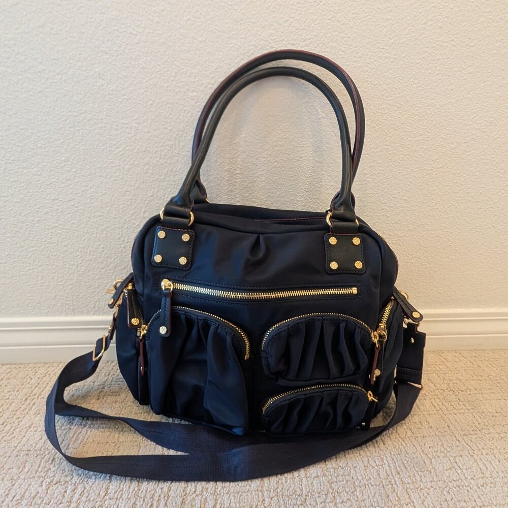 MZ Wallace New York Frankie Shoulder Bag Tote Travel Pockets Purse navy blue